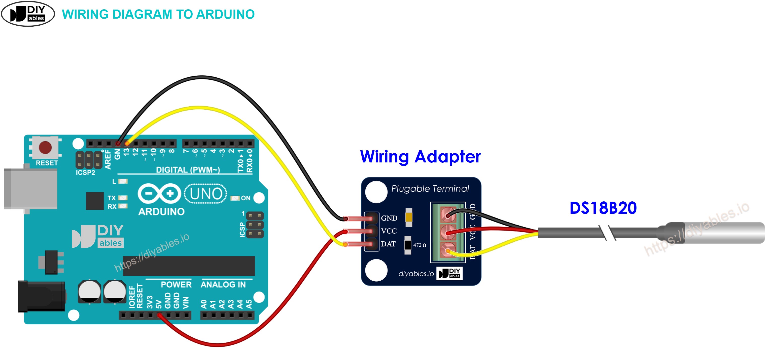 DIYables DS18B20 Temperature Sensor for Arduino, ESP32, ESP8266