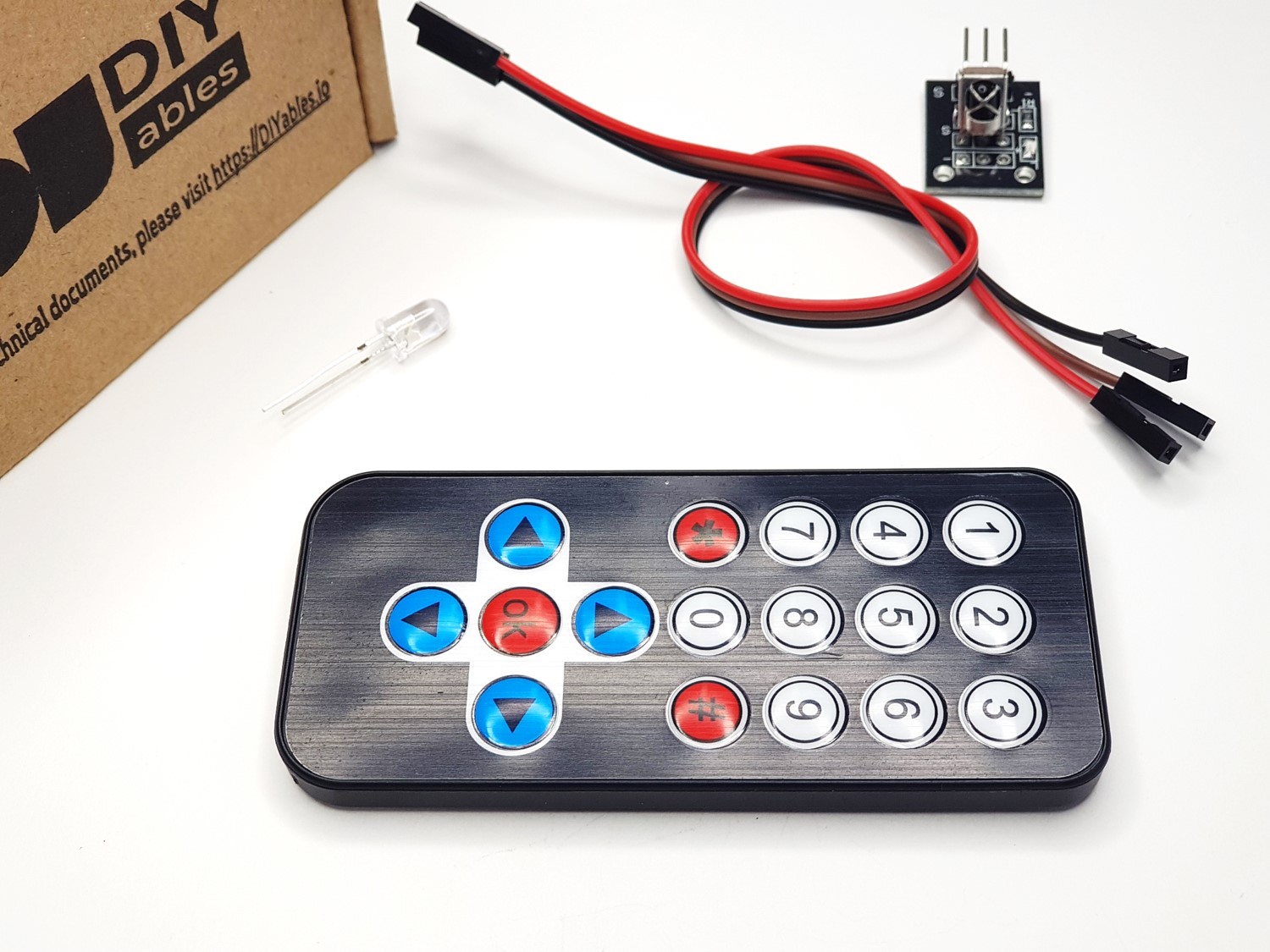 DIYables Infrared IR Remote Control Kit with 17key Controller and