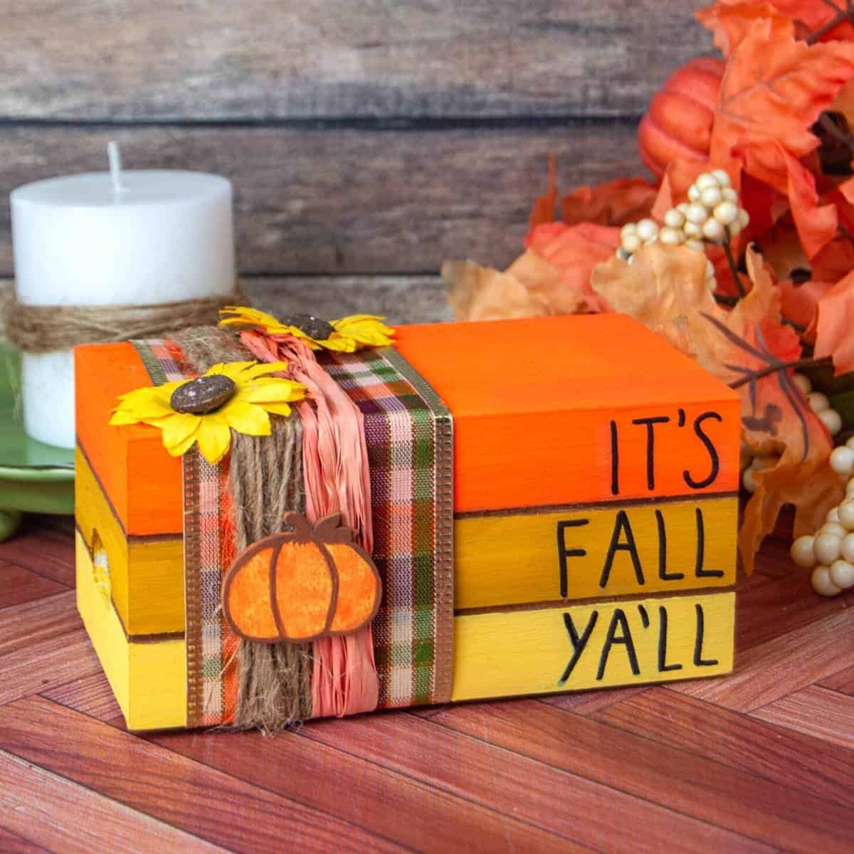 DIY Fall Book Stack Project DIY and Fun