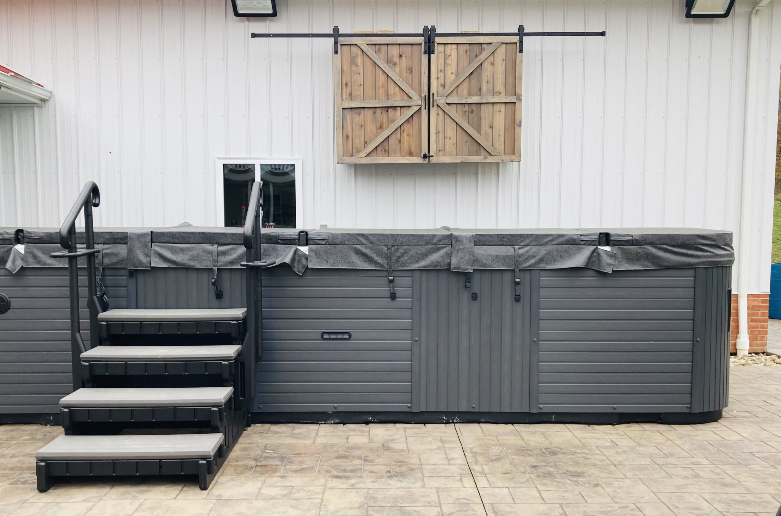 Project Spotlight Outdoor TV with Barn Doors DIY Backyard