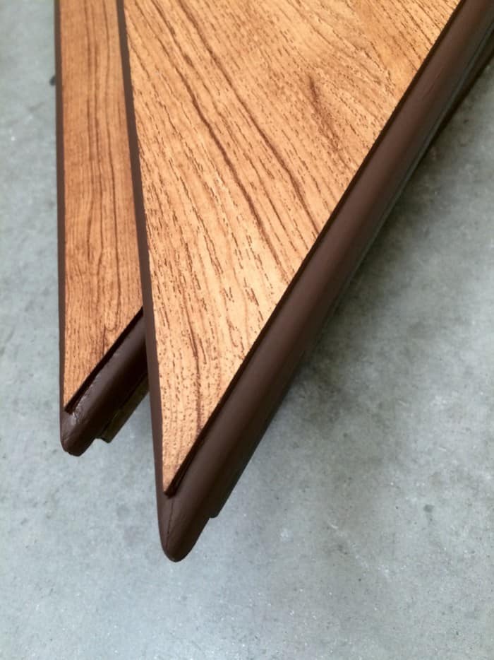 Vinyl Plank Table Top Added to Nesting Tables DIY Candy