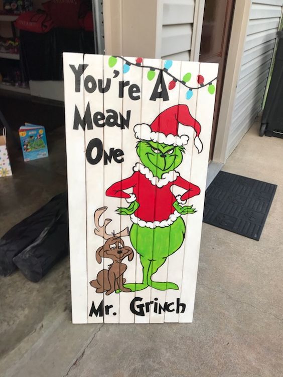 DIY Outdoor Christmas Decorations Grinch Porch Sign DIY Cuteness