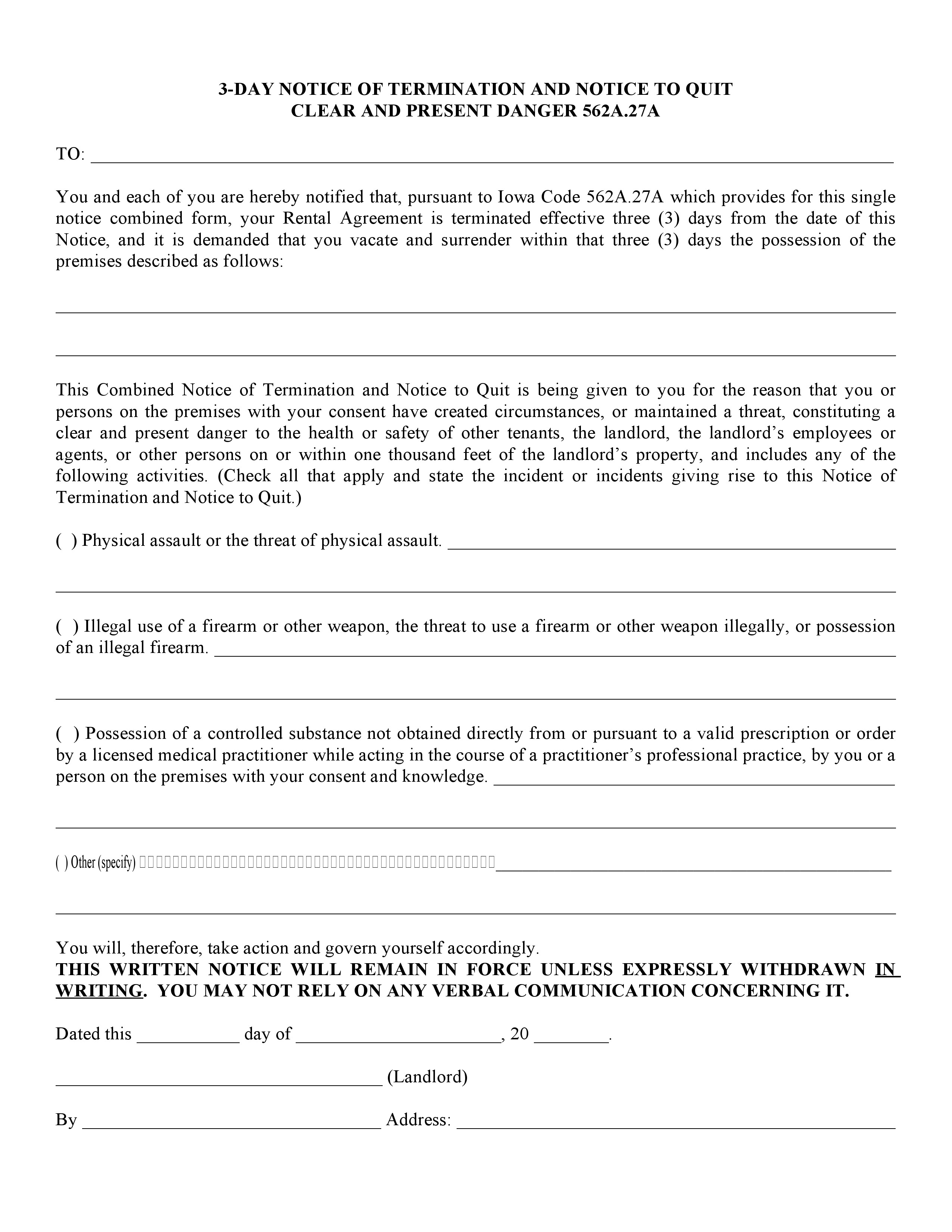 3 Day Notice To Pay Or Quit Template