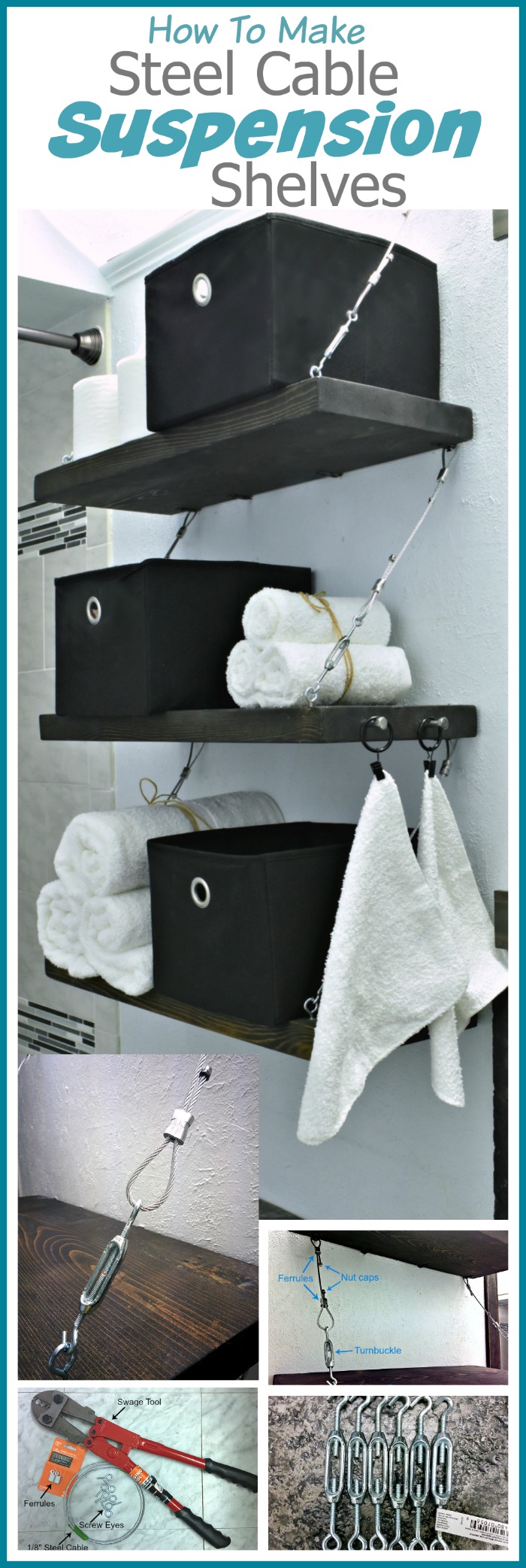 HOW TO MAKE DIY STEEL CABLE SUSPENSION SHELVES