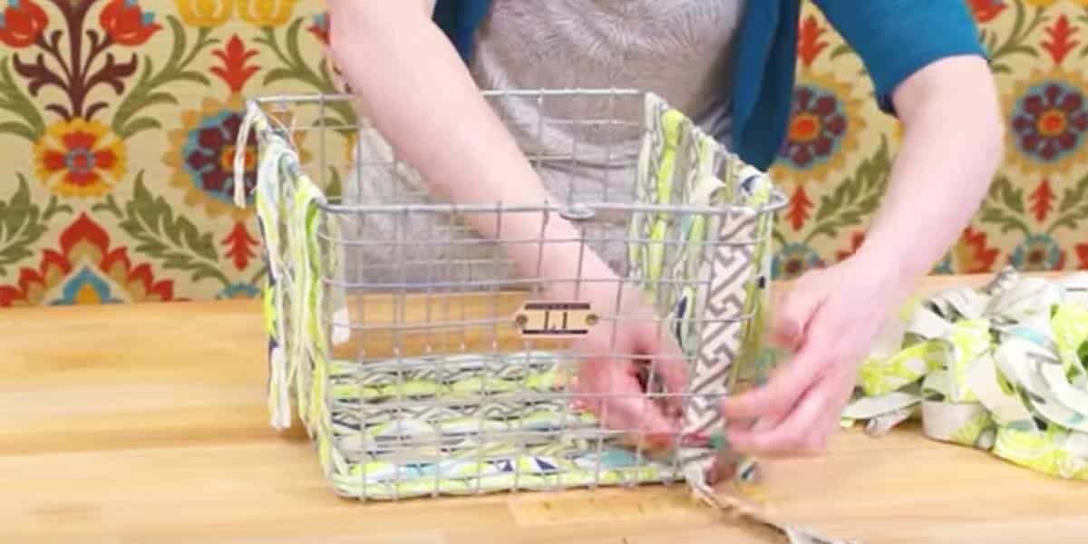 Watch How She Simply Weaves Fabric Strips On A Wire Basket Changing Up