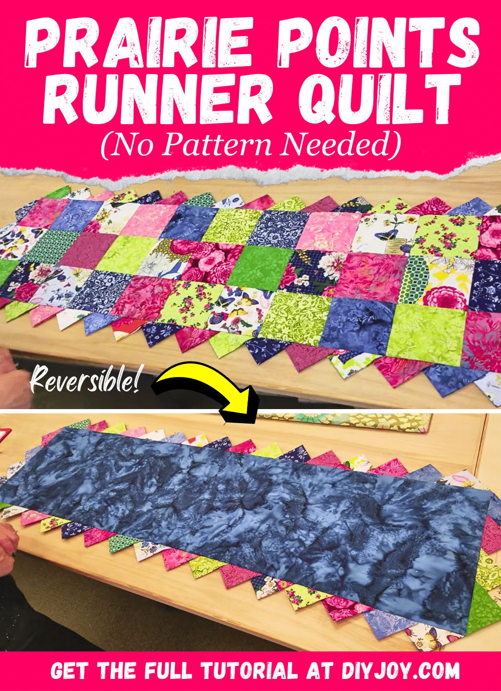 Donna's Prairie Points Runner Quilt Tutorial (No Pattern Needed)