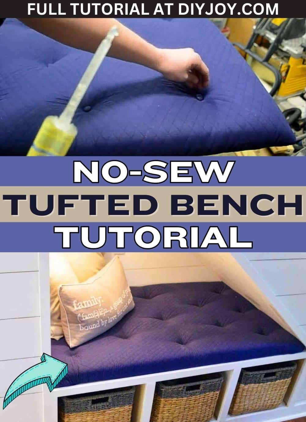 NoSew Tufted Bench Cushion Tutorial