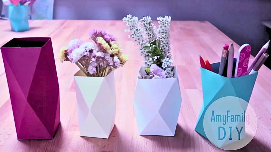 Super Easy 5Minute Geometric Paper Vase Tutorial Best Craft Hacks