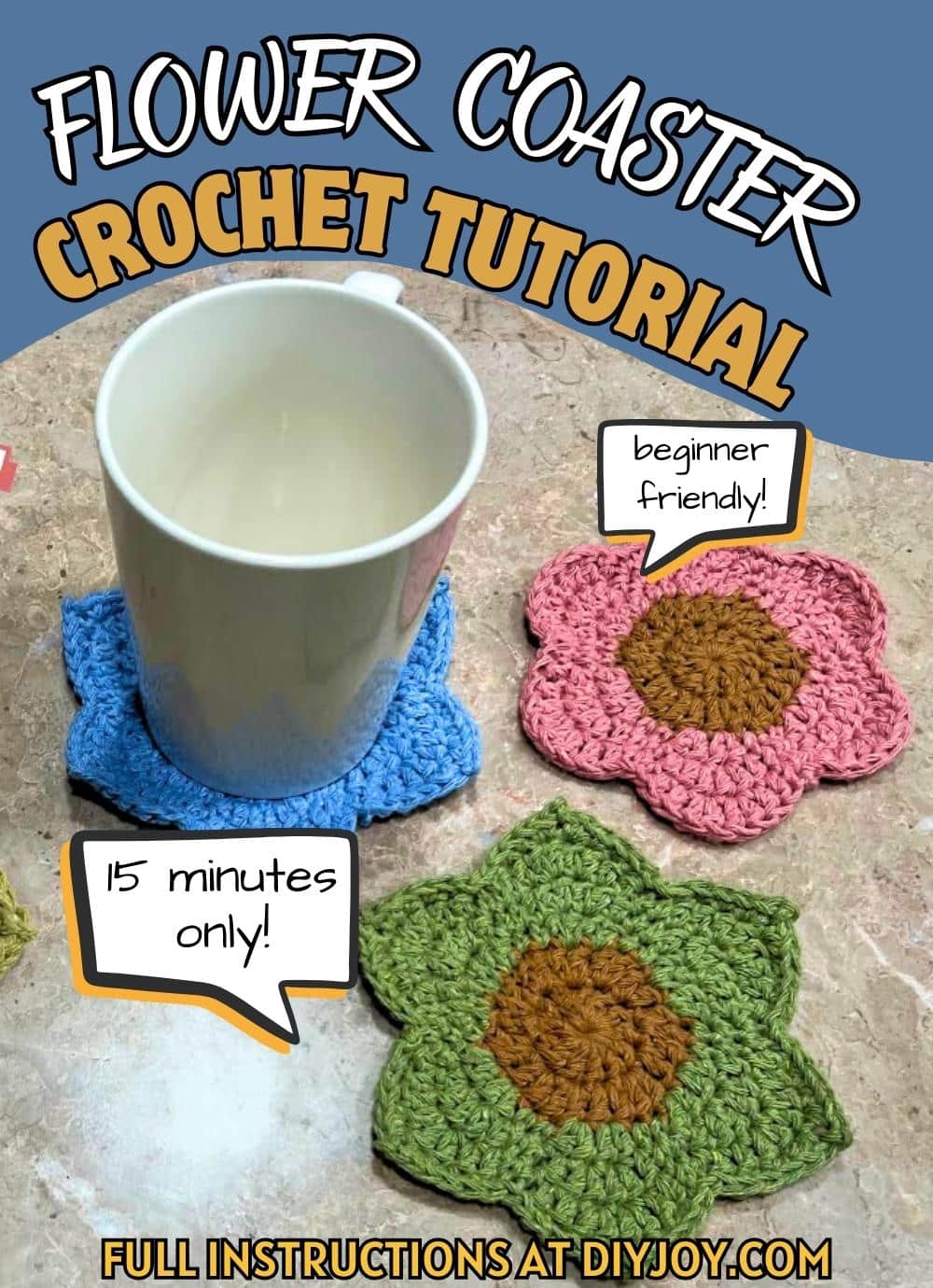 15Minute Crochet Flower Coaster Tutorial