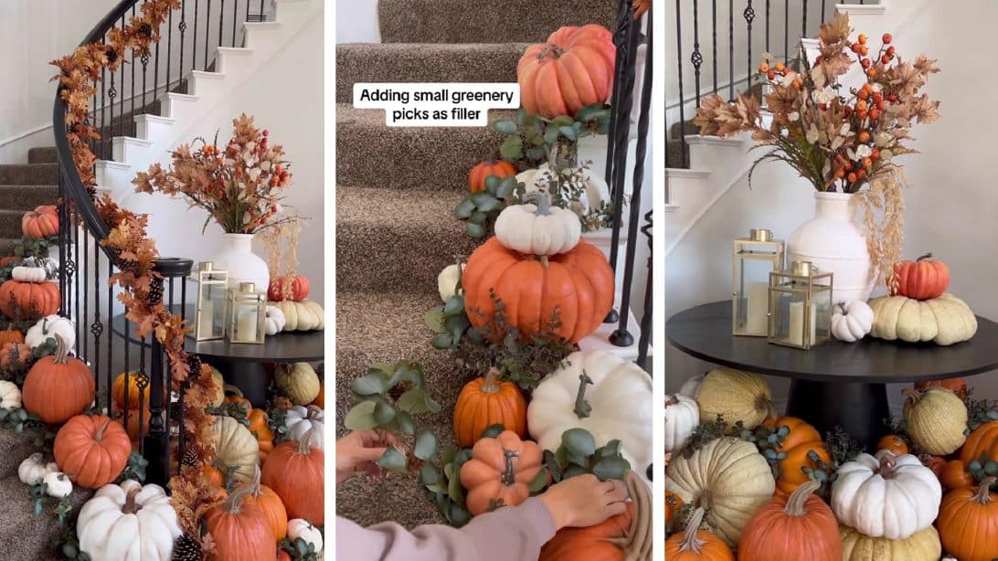 StepbyStep Staircase Fall Decor Tutorial