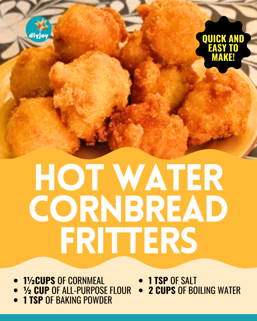 Easy Hot Water Cornbread Fritters Recipe DIY Joy