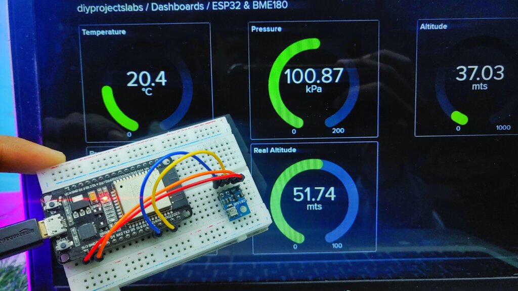 BMP180 Pressure Sensor Monitor on Adafruit Io with ESP32