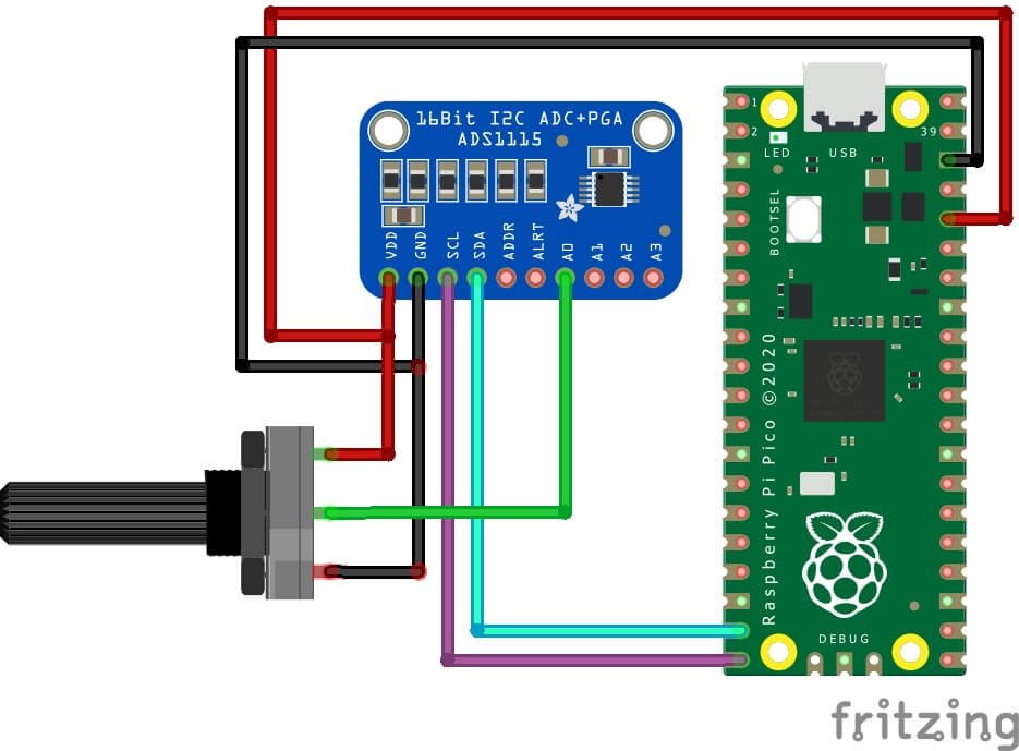 ADS1115 AnalogtoDigital Converter with Raspberry Pi Pico