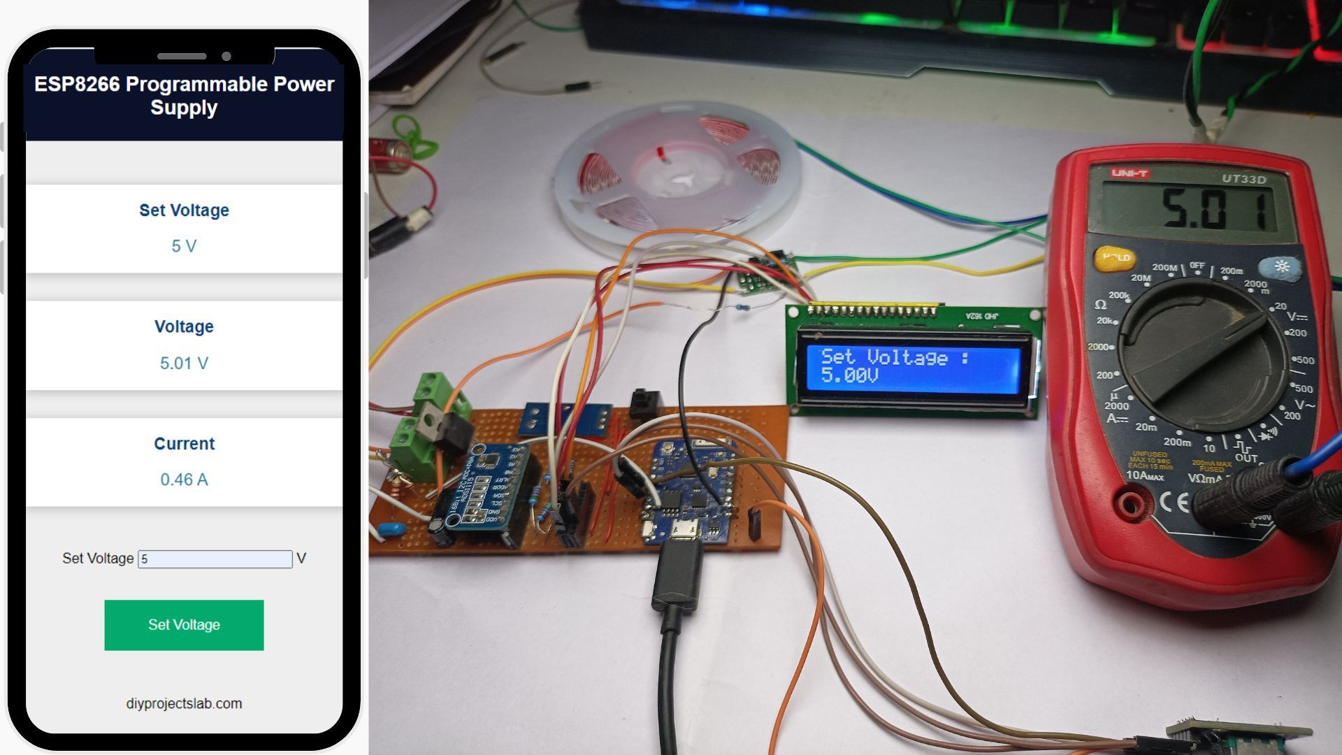 IoT Variable Programmable Digital Power Supply with ESP8266