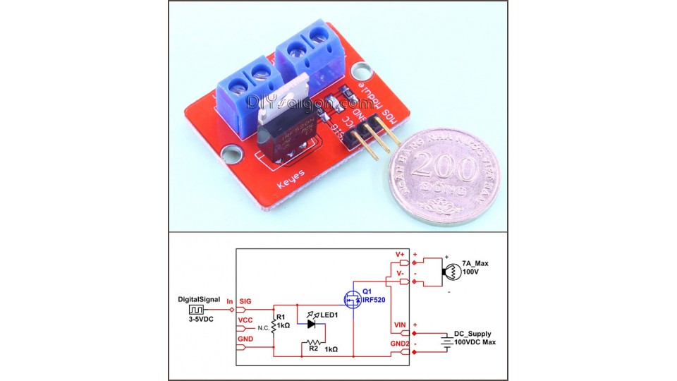 Schematic Diagram For IRF520 MOSFET Module Arduino, Arduino, 51% OFF