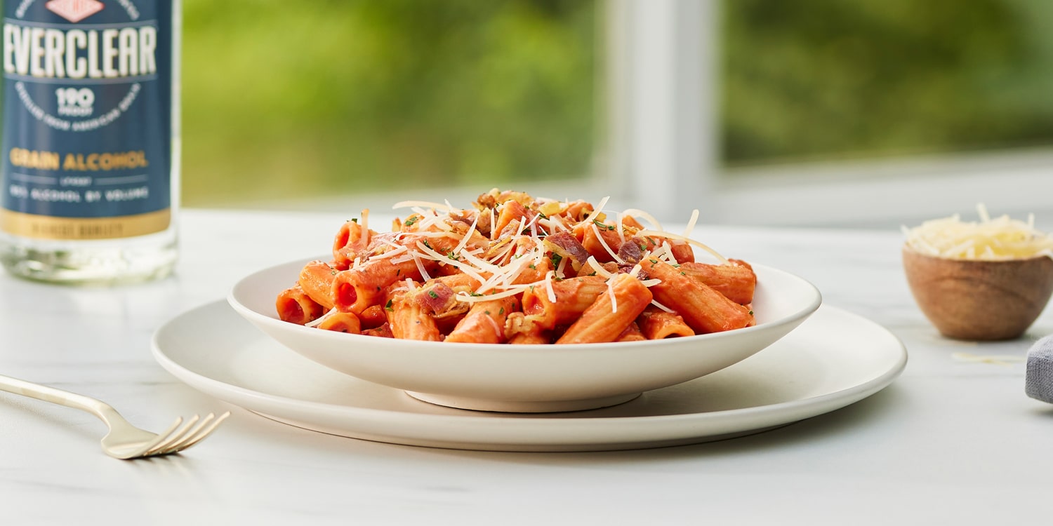 Pancetta Pasta with Creamy Red Sauce Everclear