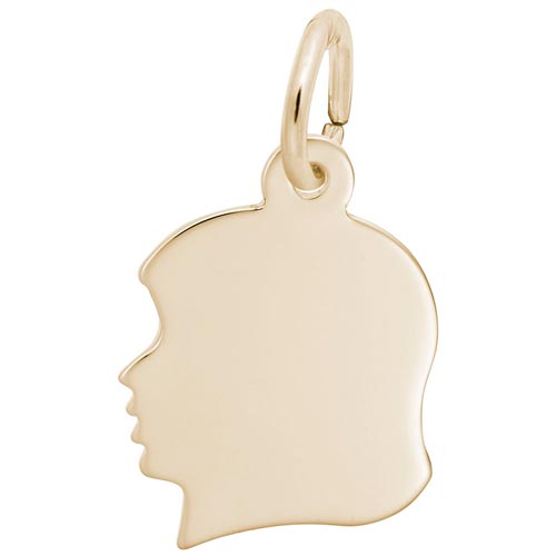 14k Gold Flat Young Girl's Head Charm