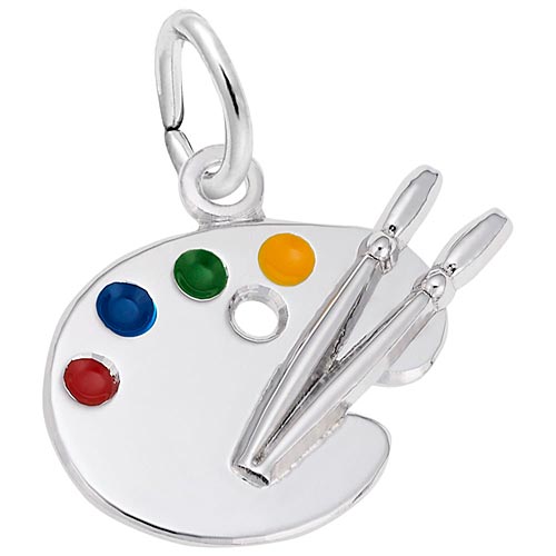 Rembrandt Artist Palette Charm, Sterling Silver
