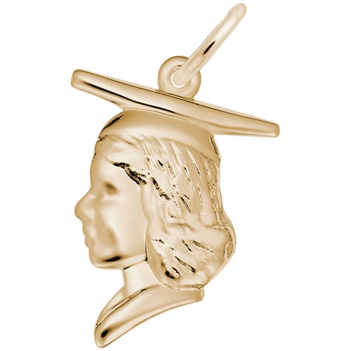 Rembrandt Female Graduate Head Charm, 14k Yellow Gold