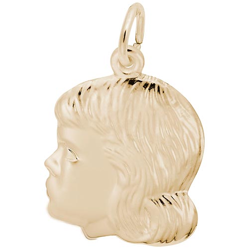 Rembrandt Girls Head Charm, 14k Yellow Gold