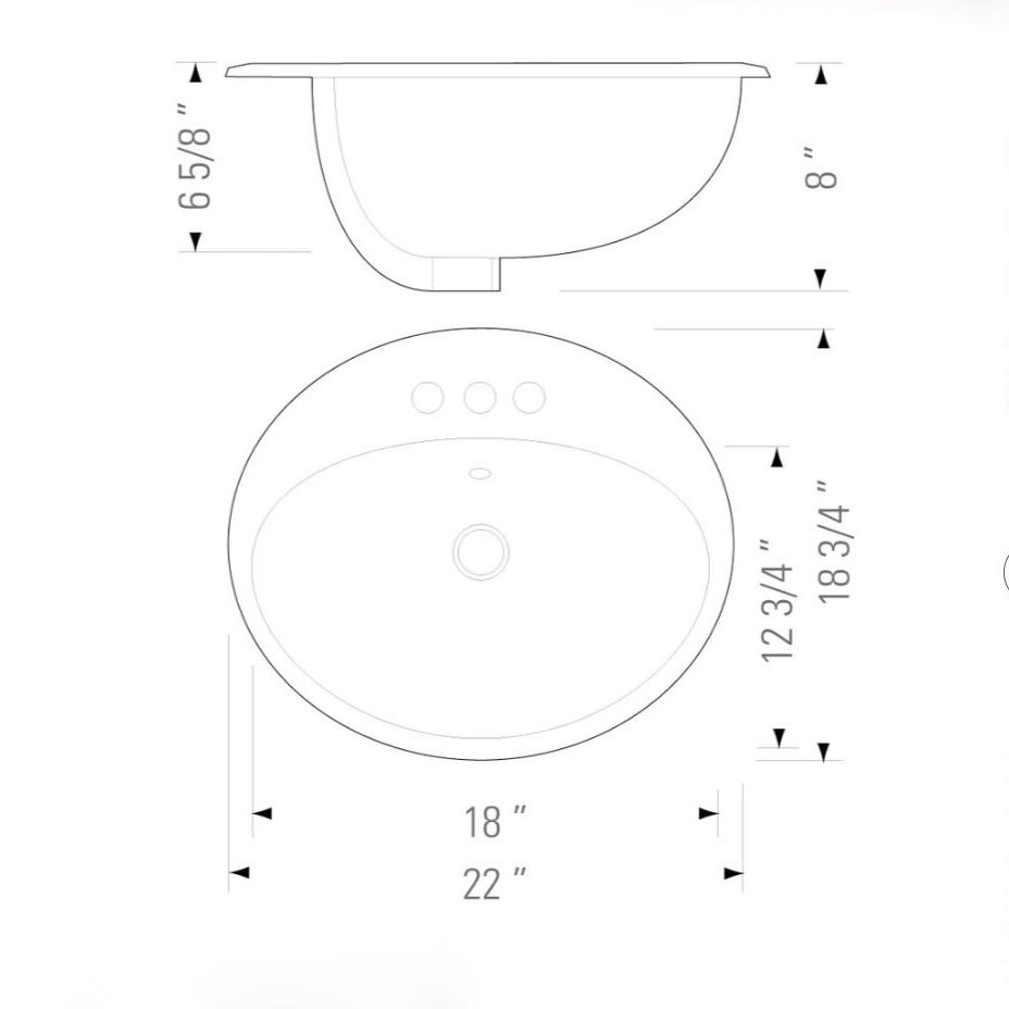 Topmount / Dropin Oval Bathroom Sink (BTSKV2219) Discount Kitchen