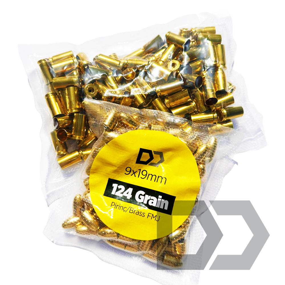 9mm Brass Case & FMJ Bullet Samples DKC Brass & Bullets