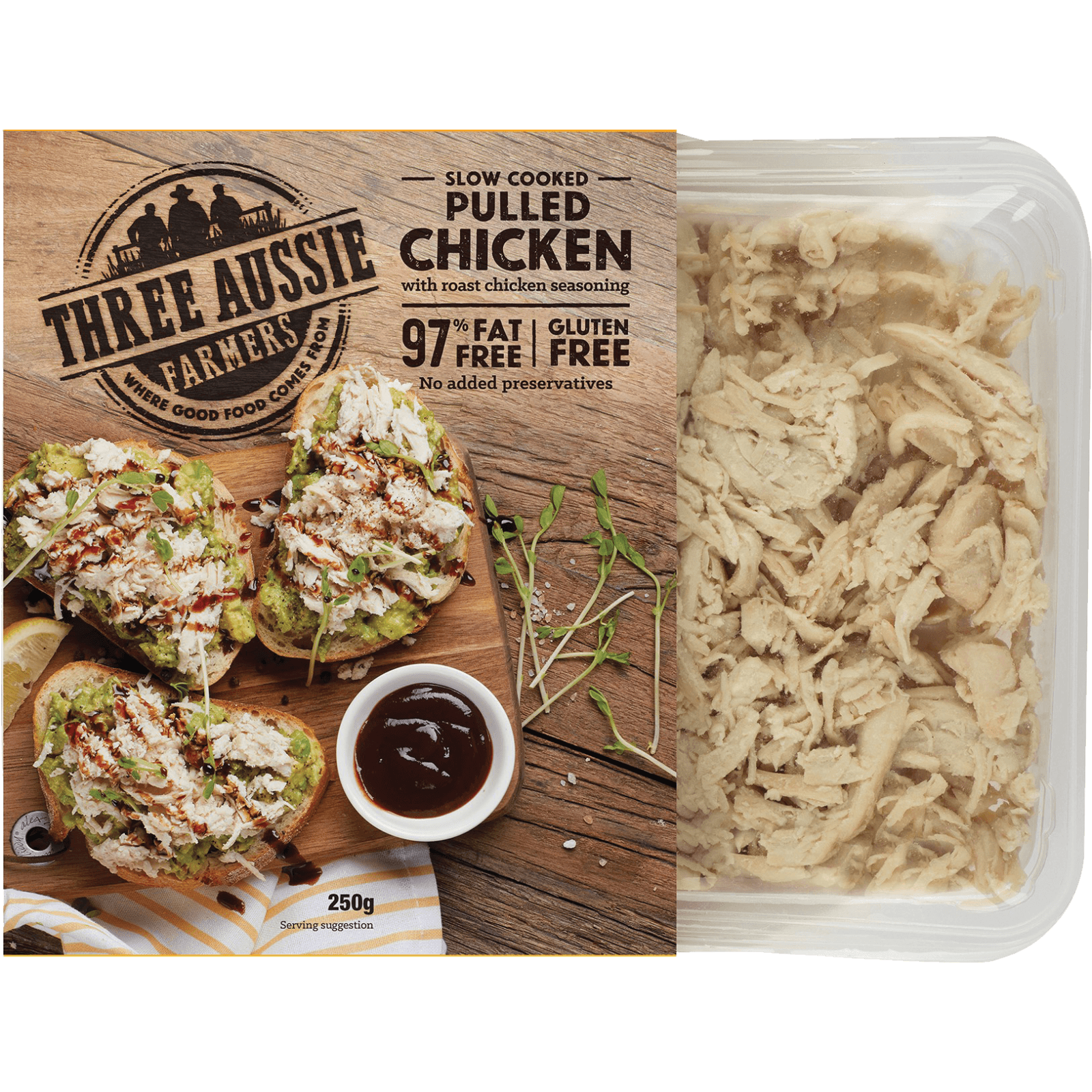 Three Aussie Farmers Slow Cooked Pulled Chicken SunPork Fresh Foods