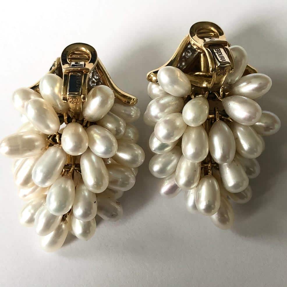 Verdura Pearl Grape Cluster Earrings dkfarnum