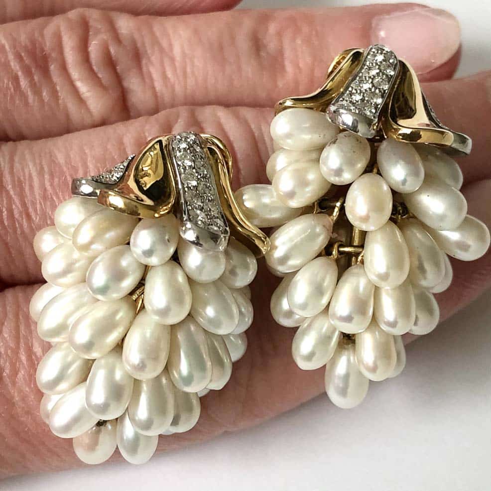 Verdura Pearl Grape Cluster Earrings dkfarnum