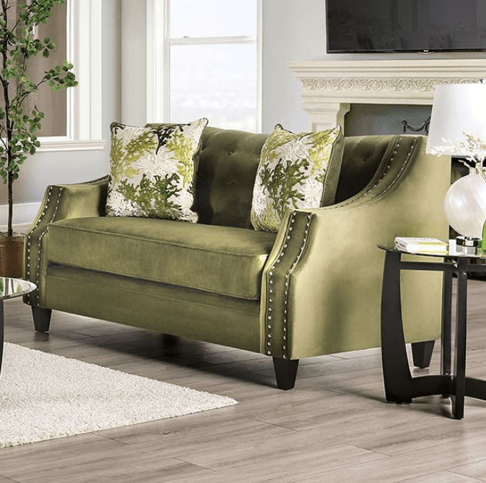 Kaye Olive Green Tufted Back Sofa