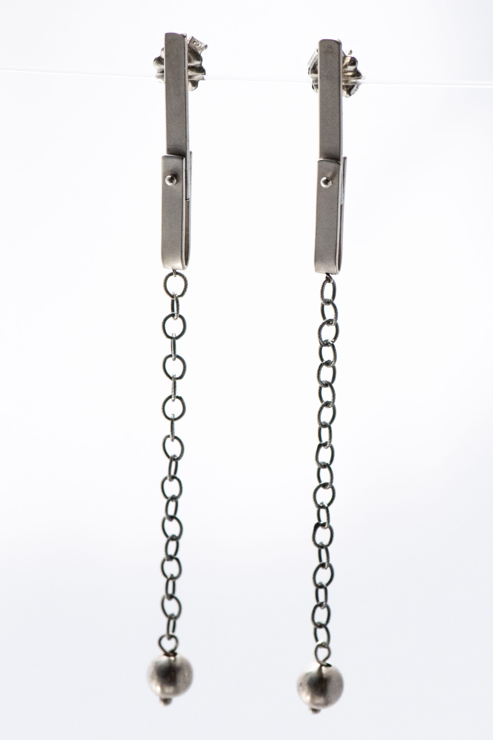 U earrings chain with silver balls NEW Debby Krim Arts