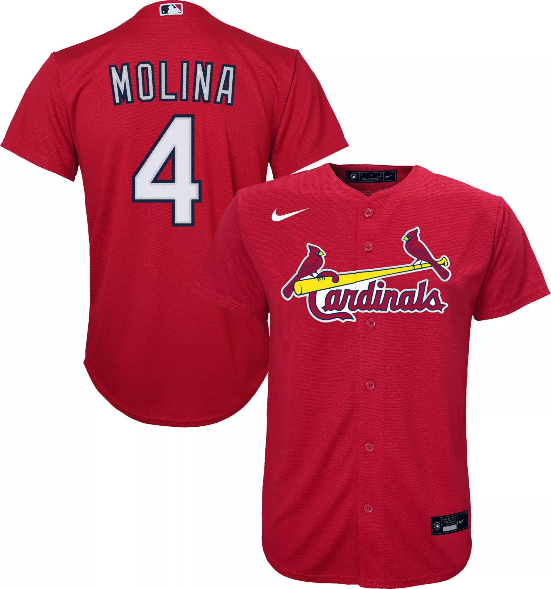 Nike Youth Replica St. Louis Cardinals Yadier Molina 4 Cool Base Red