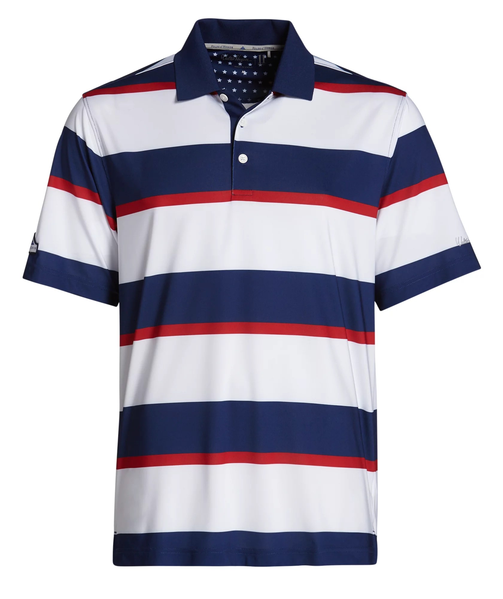 Walter Hagen Men's Perfect 11 Folds Of Honor Rugby Stripe Golf Polo