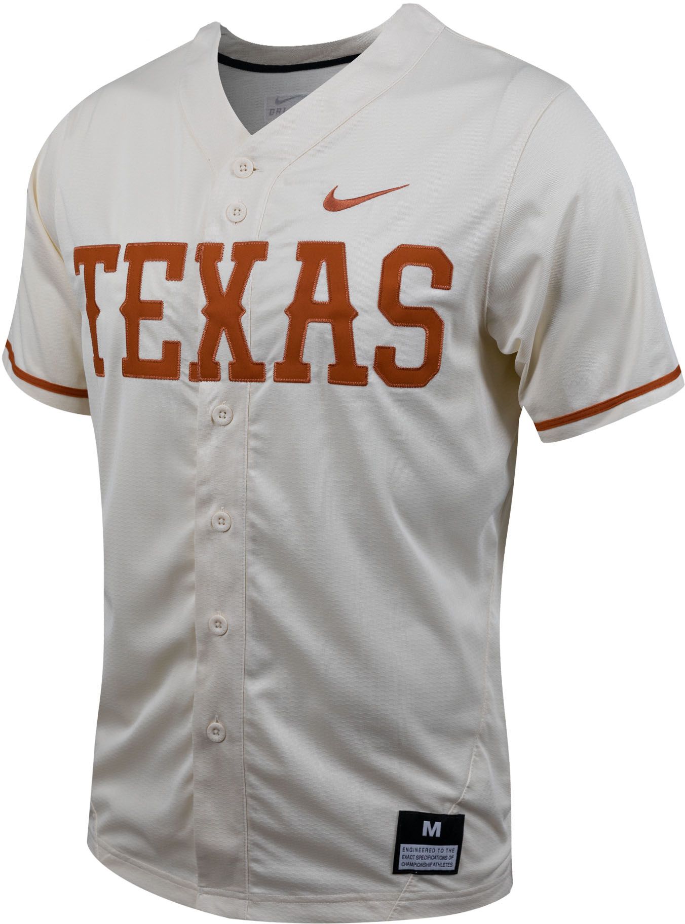 Nike Men's Texas Longhorns White Full Button Replica Baseball Jersey