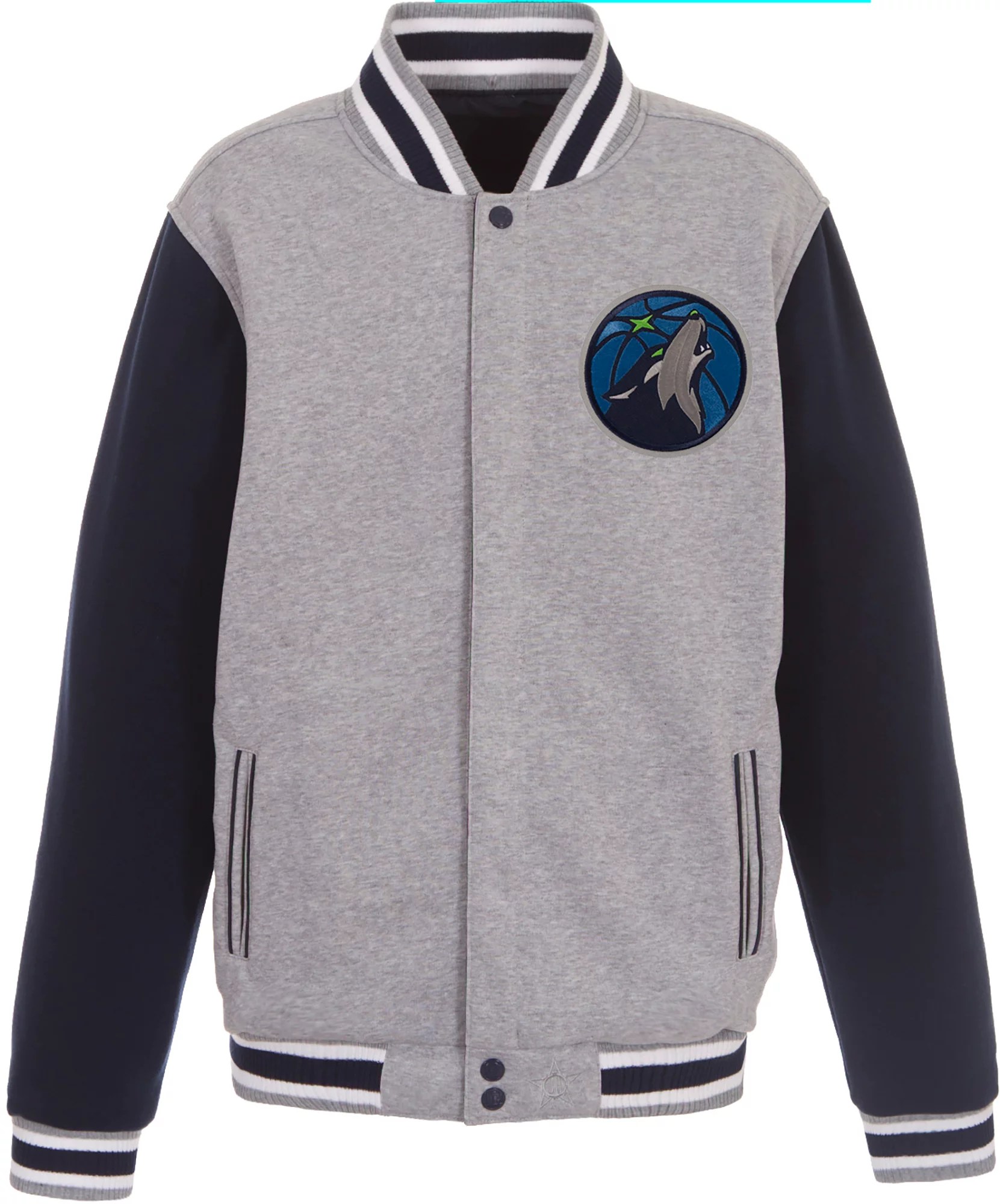 JH Design Men's Minnesota Timberwolves Grey Reversible Fleece Jacket