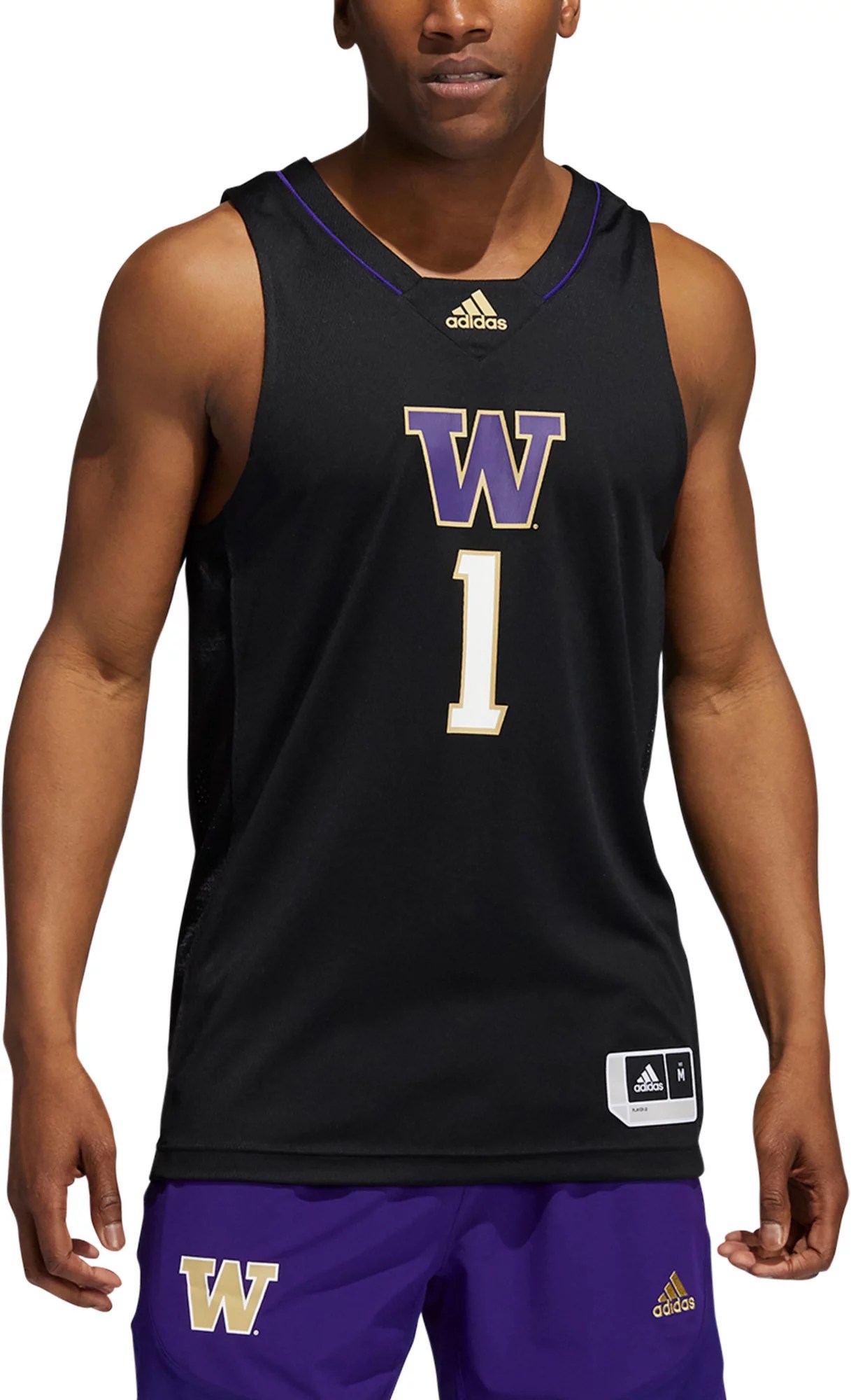 adidas Men's Washington Huskies Black Swingman Basketball Jersey Dick