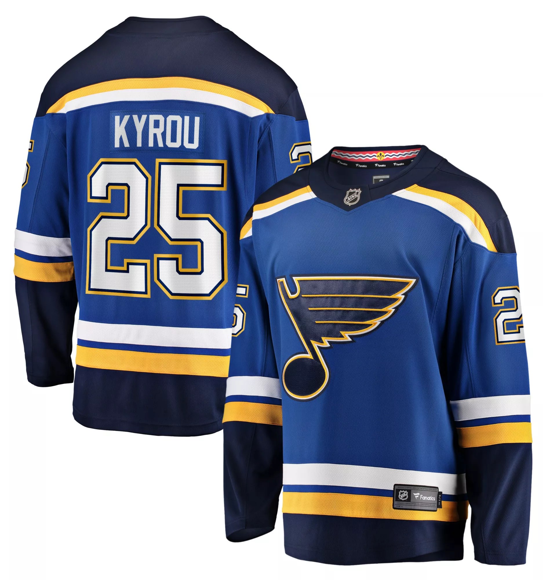 NHL Men's St. Louis Blues Jordan Kyrou 25 Home Breakaway Replica