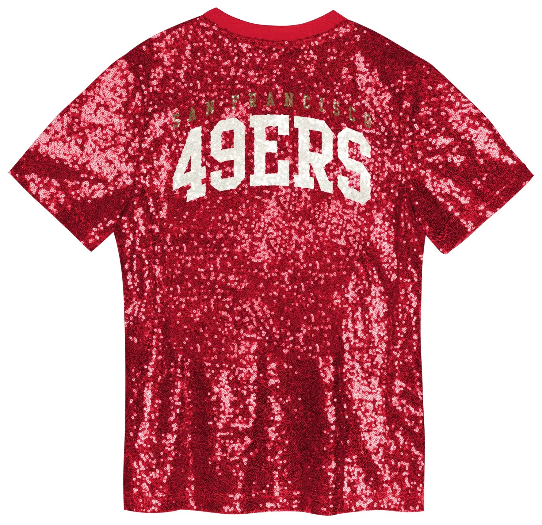 NFL Team Apparel Girls' San Francisco 49ers Glamour Sequins Red Junior