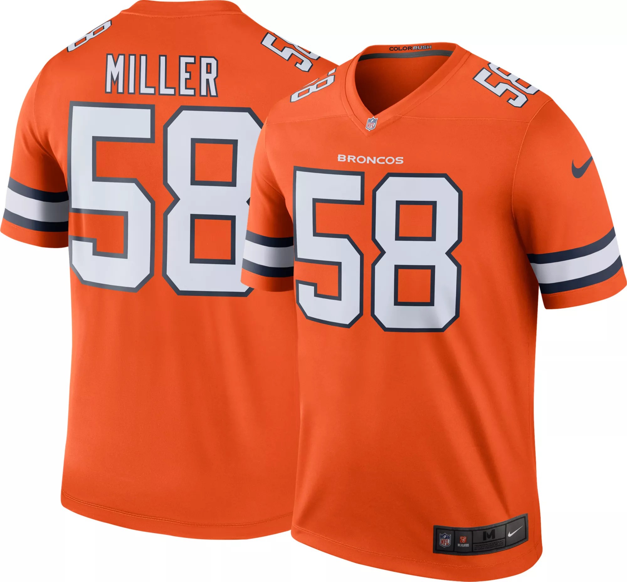 Nike Men's Color Rush Denver Broncos Von Miller 58 Legend Jersey