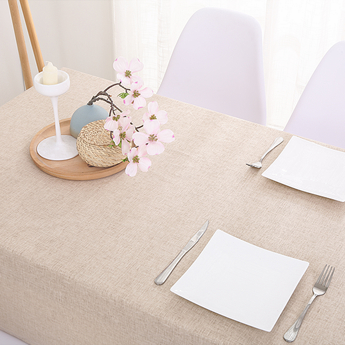 Rectangular Polyester Tablecloth 60 x 144 Inches White decorations