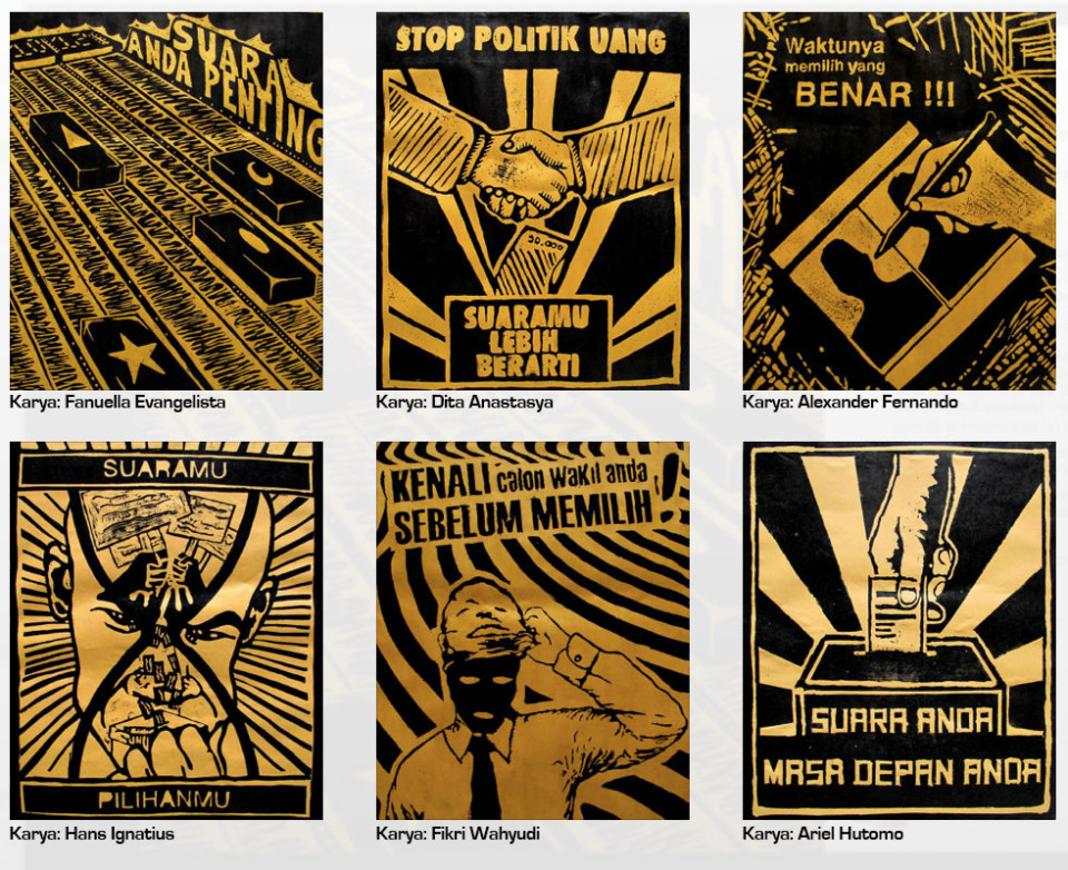 Poster Pemilu dengan menggunakan teknik cetak tinggi
