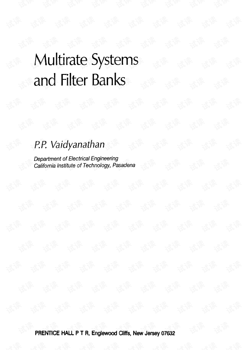 MultirateSystemsAndFilterBanksP.Vaidyanathan(PrenticeHall,1993).pdf