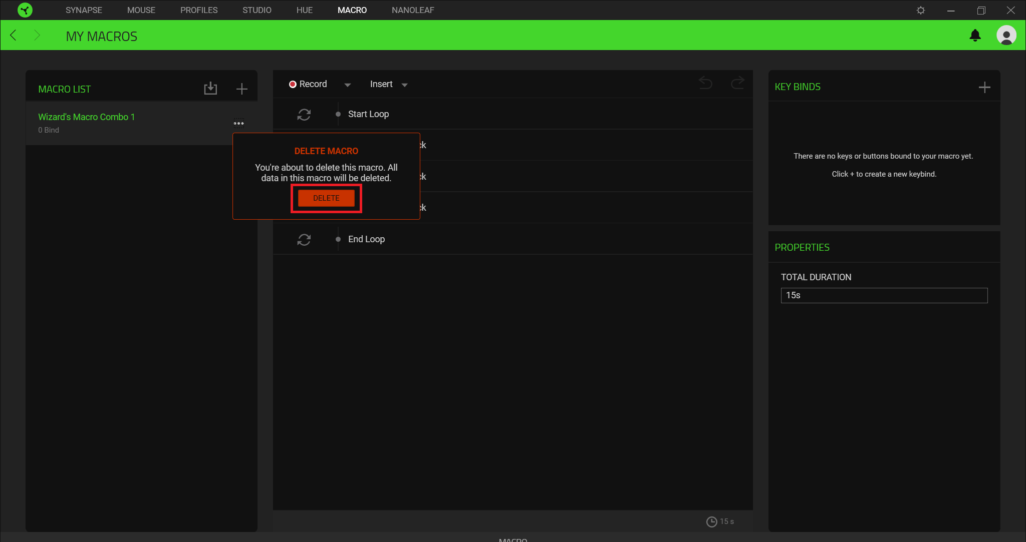 How to create or delete macros on Razer Synapse