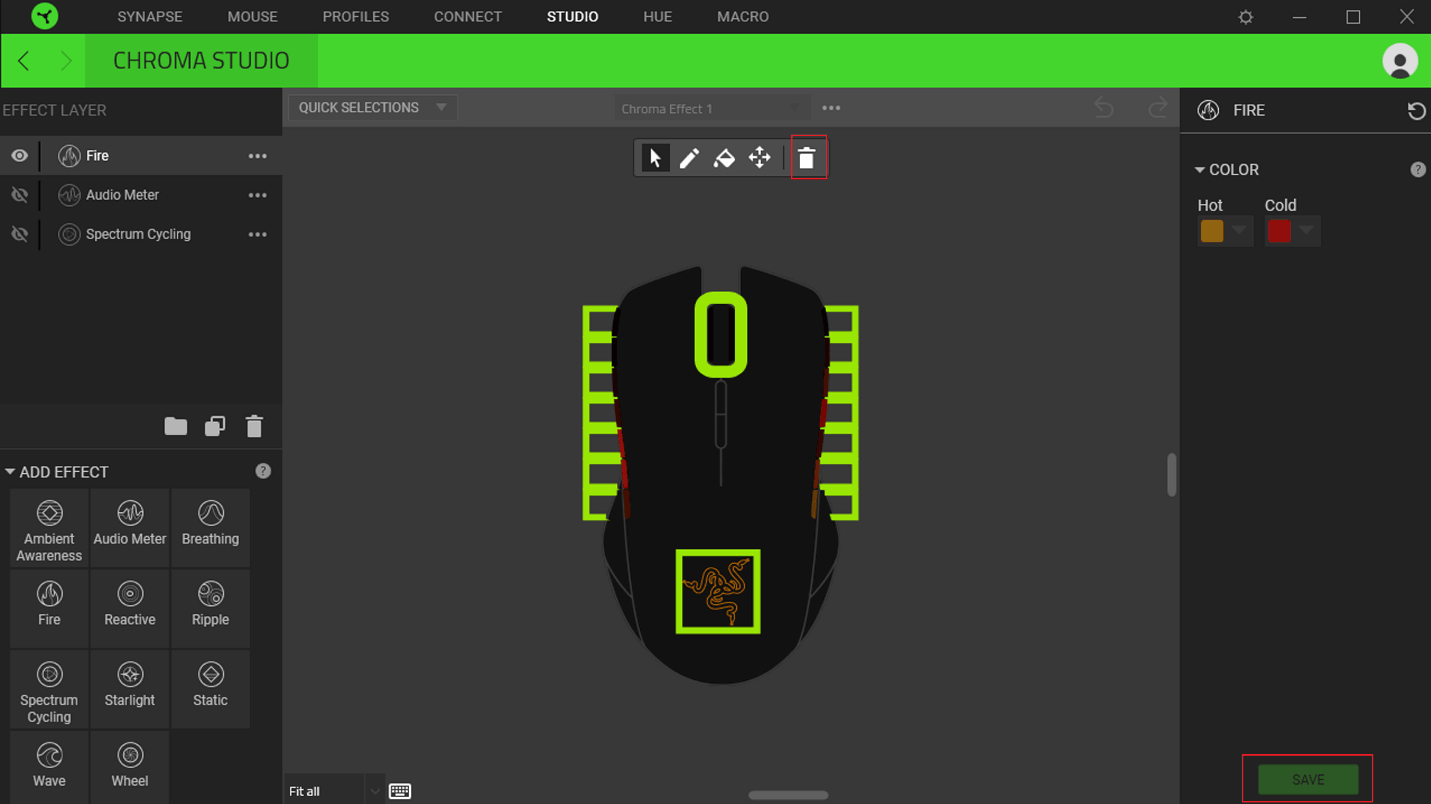 How to remove a Chroma effect on Razer Synapse 3