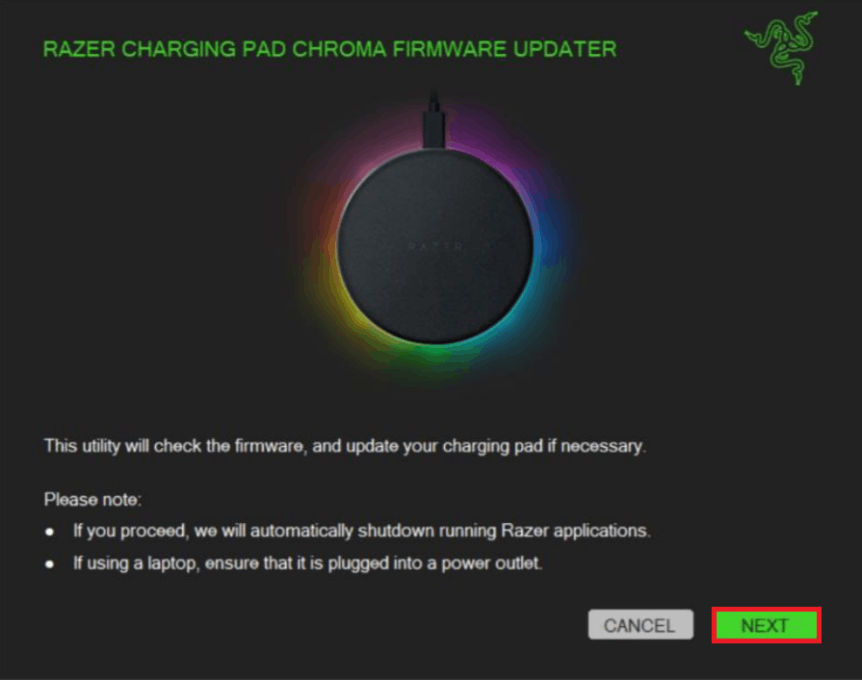 Razer Charging Pad Chroma Firmware Updater RC2101600