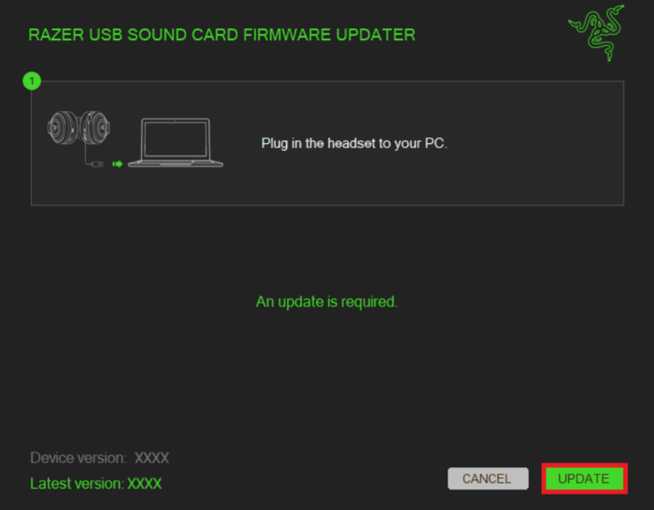 Razer USB Sound Card Firmware Updater RZ0403230