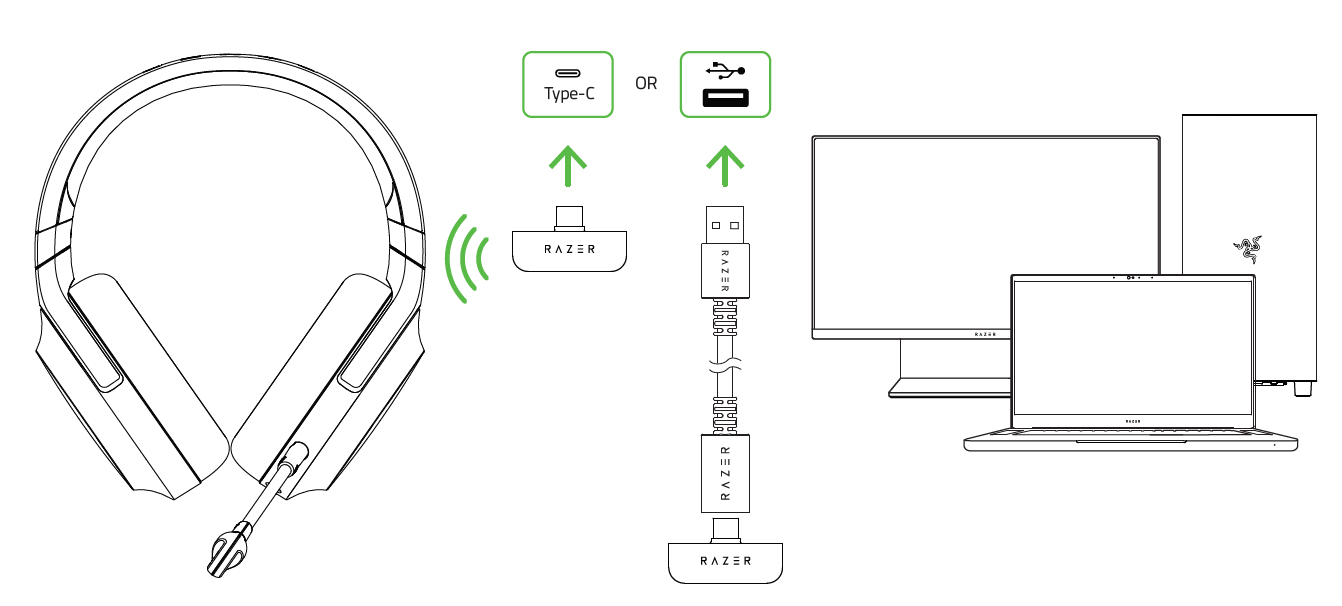 How to connect the Razer Barracuda X using the USB-C dongle