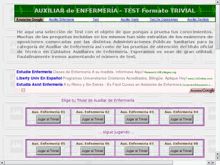Tcae.Es Test Auxiliar de Enfermería formato Trivial