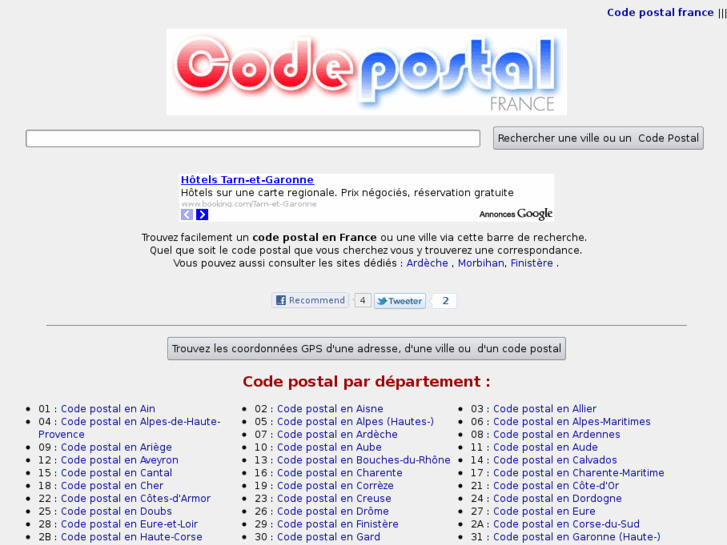 CodePostalFrance.Fr Code Postal France French postal codes
