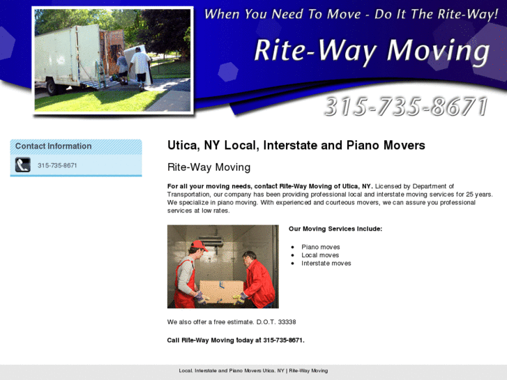 Local, Interstate and Piano Movers Utica, NY Rite